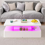 Load image into Gallery viewer, oneinmil Modern LED Coffee Table, 47" Living Room Tables with Double-Layer Design, 16 Colors LED Lights, Stylish Coffee Tables for Living Room, Home, Office, White