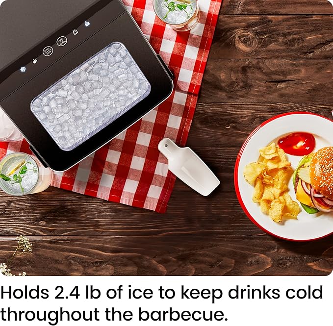 Iceman Pebble Ice Machine, Countertop Nugget Ice Maker Produces Chewable Pellet Ice in 20 Minutes, Makes 33lbs/Day, with One-Touch Cleaning Function and Ice Scoop/Basket Included – Stainless Steel