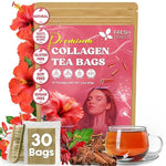 Load image into Gallery viewer, FreshDrinkUS, Premium Collagen Herbal Tea – 30 Tea Bags | Cinnamon Stick, Hibiscus, Dandelion Root, Moringa Leaves, Rose Hip, Ginger, Fennel Seed, Boswellia | Caffeine-Free, Natural Flavorful Blend