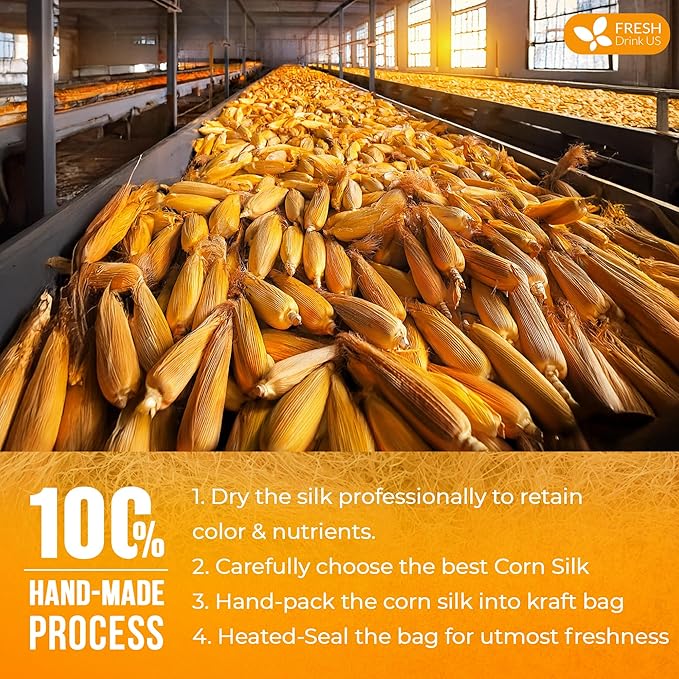 FreshDrinkUS, Dried Corn Silk 20oz | Premium Whole Corn Silk for Tea & Herbal Infusions | Naturally Air-Dried, Non-GMO, Caffeine-Free | Perfect for Daily Herbal Tea, DIY Blends & Natural Brewing