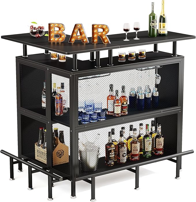 LITTLE TREE Home Bar Unit Mini Liquor Table Cabinet