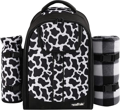 apollo walker Picnic Backpack Bag for 2 Person with Cooler Compartment, Detachable Bottle/Wine Holder, Fleece Blanket, Plates and Cutlery Set (2 Person, Black)