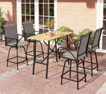 Load image into Gallery viewer, PHI VILLA 5 Piece Patio Bar Set, High Top Outdoor Dining Table and Chairs with Swivel Bar Stools (Gray) &amp; Wood-Like Steel Rectangle Bar Table for Yard, Deck, Garden and Kitchen