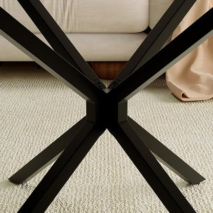 Faux Marble Coffee Table, Rectangle Modern Style Sintered Stone Living Room Table with Metal Legs for Home Office Living Room (White, 40" x 20" x 18")