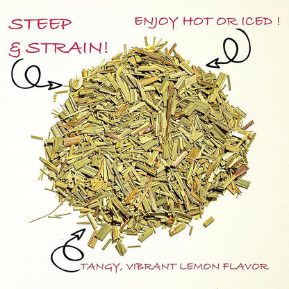 Worldwide Botanicals Organic Lemon Grass Leaves – 7oz - Loose Leaf - Cut and Sifted – 100% pure Cymbopogon citratus - Zacate de limon - Resealable Bag for Freshness - Perfect for Cooking and Tea