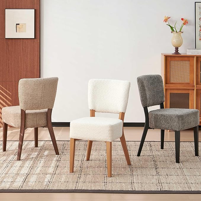 Howtek Modern Dining Chairs Set of 4 with 6.3" Thick Seat Cushions, Space-Saving Stackable Upholstered Kitchen Chairs, Ergonomic Backrest & Metal Legs, Brown