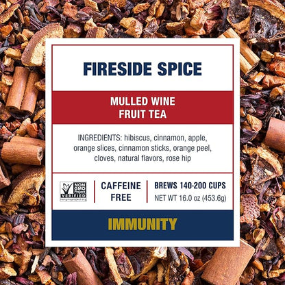 Tiesta Tea - Fireside Spice, Mulled Wine Herbal tea, Premium Loose Leaf Tea Blend, Non Caffeinated Holiday Teas, Make Hot or Iced & Brews Up to 200 Cups - 16 Ounce Resealable Bulk Pouch
