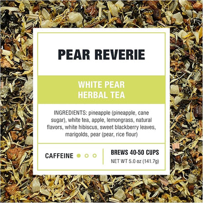 Tiesta Tea - Pear Reverie Tea, Loose Leaf, White Pear Herbal Tea, Premium Low Caffeine Tea Blend, Make Hot or Iced & Up to 50 Cups, 5 oz Refillable Tin
