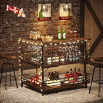Load image into Gallery viewer, Tribesigns L-Shaped Home Bar Unit, 3 Tier Liquor Table With Storage Shelves and Wine Glasses Holder, Industrial Corner Wine Cabinet Mini Bar for Home Kitchen Pub, Rustic Brown