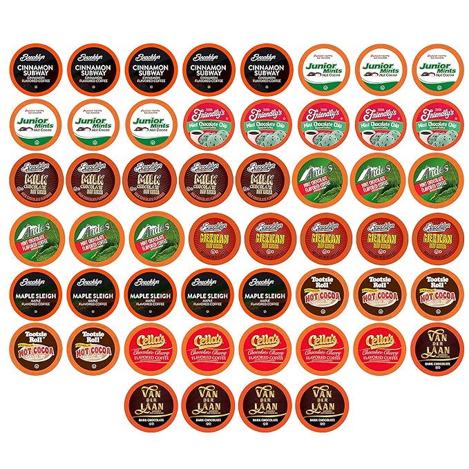 Two Rivers Coffee & Hot Chocolate Pods Sampler Compatible with K Cup Brewers Including 2.0, Single Serve Cocoa Variety Pack, 52 Count