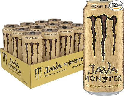 Monster Energy Java Monster Mean Bean, Coffee + Energy Drink, 15 Ounce (Pack of 12)