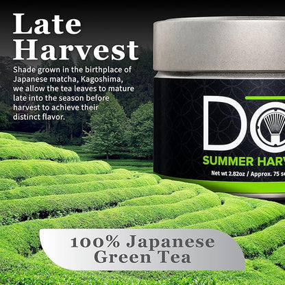 DoMatcha - Summer Harvest Green Tea Matcha Powder, Natural Source of Antioxidants, Caffeine, and L-Theanine, Promotes Focus and Relaxation, Kosher, 75 Servings (2.82 oz)