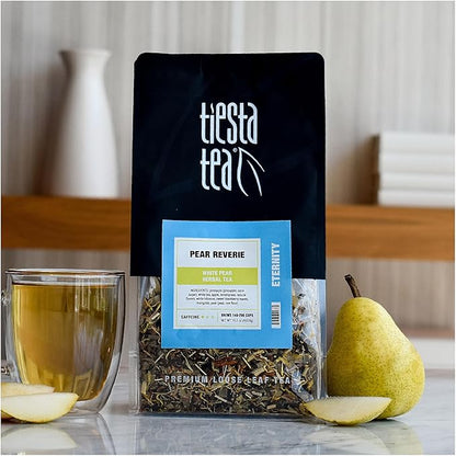 Tiesta Tea - Pear Reverie Tea, Loose Leaf, White Pear Herbal Tea, Premium Low Caffeine Tea Blend, Make Hot or Iced & Up to 200 Cups, 16 oz Resealable Bulk Pouch