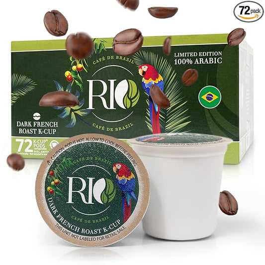 Rio Cafe de Brazil Kcup Coffee Pods - 72 Count, Dark Roast Coffee with Dark Chocolate and Roasted Nuts Flavor, Compatible with Kcup Brewers, 100% Brazilian Made