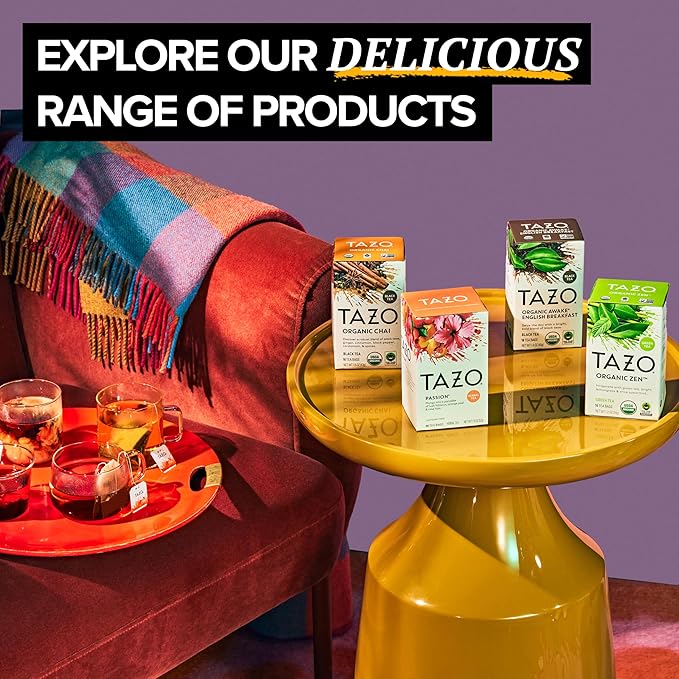 TAZO Organic Earl Grey Tea Bags, Black tea with Caffeine, 16 Total Tea Bags