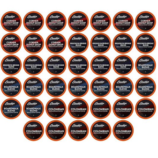 Brooklyn Beans Coffee Pods, Medium Roast Gourmet Variety Pack - Compatible with Keurig K Cup Brewers Including 2.0 Machines, 40 Count