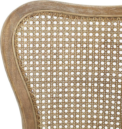 Christopher Knight Home Collda Modern Upholstered Dining Chairs, Wicker Backrest, Vintage Style for Homebar Living Room Kitchen Counter (Set of 2), Dark Brown+Beige