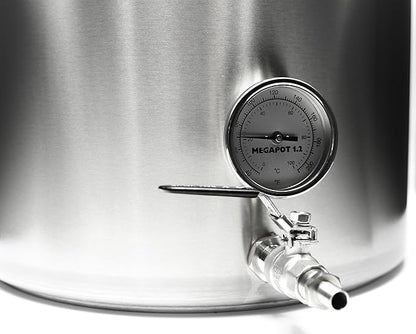 Northern Brewer - MegaPot Stainless Steel Brew Kettle with Volume Markings (20 Gallon w/Valve and Thermometer)