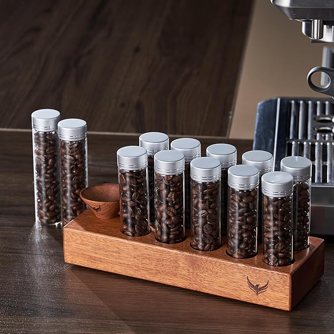 Single Dose Coffee Storage Tubes Coffee Bean Dosing Cup and Rdt Spray Bottle Set - Ceramic Dosing Tray and Spritzer