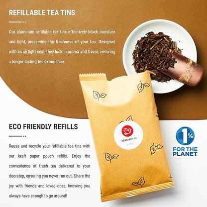 Senbird Premium Hojicha - Japanese Roasted Green Tea - From Shizuoka, Japan - Loose Tea In Airtight Tea Tin (1.76oz/50g)