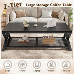 Load image into Gallery viewer, EnHomee Coffee Table with Storage, Modern Coffee Tables for Living Room with Mesh Shelf, 2 Tier Rectangular Center Table for Living Room, Bedroom, 47.2 Inch, Black Oak