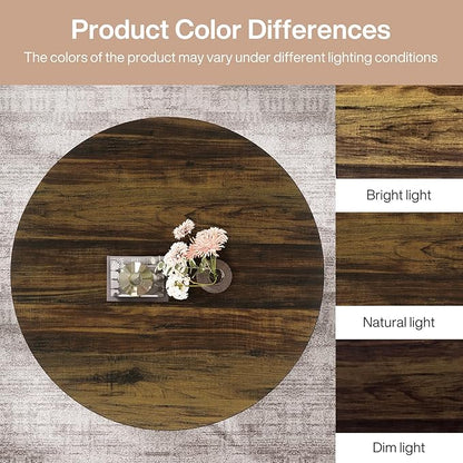 Tribesigns Round Coffee Table, 31.7" Wooden 2-Tier Circle Coffee Table with Storage Shelves, Modern Accent Cocktail Table Center Table for Living Room, Rustic Brown