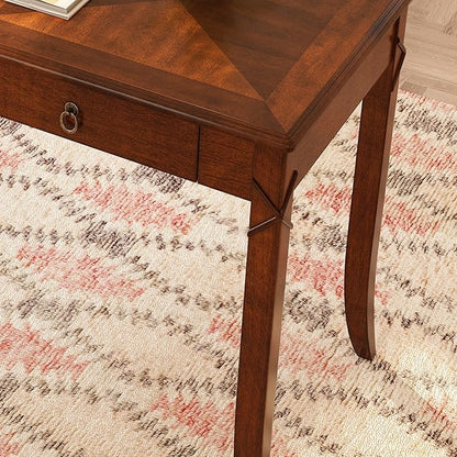 PADMA HOUSE Solid Wood Console Table with 2 Drawers, 46" L Tradional Sofa Table with Dual Hourglass Tabletop, Large Secretary Desk Entry Table for Home Office, 46.06 * 21.65 * 30.91in