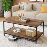 Load image into Gallery viewer, SAYGOER Coffee Table with Storage 2-Tier Industrial Center Table for Living Room, Rectangle Wood Table for Small Spaces Apartment Home Office, Walnut