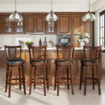 Load image into Gallery viewer, PHI VILLA 30 inch Bar Stools Set of 4, Swivel Barstools Faux Leather Barstool with Back, Wooden Bar Height Chairs, Kitchen Stools