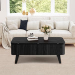 Load image into Gallery viewer, 3 in 1 Lift Top Coffee Table, Fluted Convertible Coffee Tables Converts to Dining Tables, Modern Oval Wooden Center Table with Storage for Living Room Office Small Space, Partial Assembly (Black)