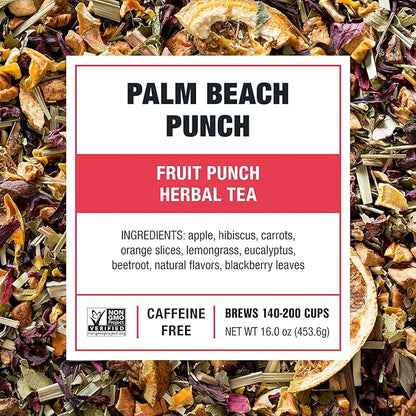 Tiesta Tea - Palm Beach Punch, Loose Leaf, Fruit Punch Herbal Tea, Caffeine-Free Tropical Blend with Apple and Orange, Brews Hot or Iced, 16oz Resealable Bulk Pouch, Up to 200 Cups