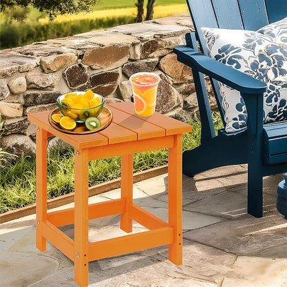 LZRS Adirondack Square Outdoor Side Table for Patio, Pool Composite Patio Table,HDPE End Tables for Backyard,Pool, Indoor Companion, Easy Maintenance & Weather Resistant(Orange)