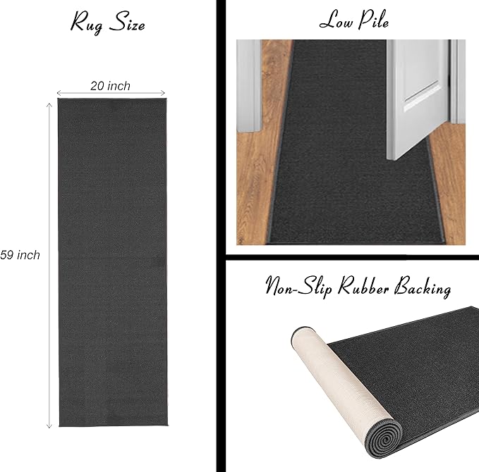 Ottomanson 20" x 59" Oval Laundry Room Rug - Non-Slip Mat for Laundry & Mudroom - Durable, Stain-Resistant, and Easy to Clean - Perfect for High-Traffic Areas - Runner Rug for Entryway, Yellow/Gray