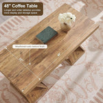 Load image into Gallery viewer, OKD Modern Coffee Table, 48" Twisted Center Table with Wood Thickened Pedestal, Rectangular Rustic Living Room Table, Farmhouse Storage Low Cocktail Tea Table,Golden Rustic Barnwood