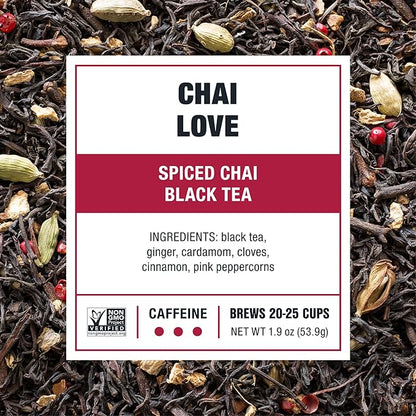 Tiesta Tea - Chai Love, Loose Leaf, Spiced Chai Black Tea, Premium Blend, High Caffeinated Black, Make Hot or Iced Brews Up to 25 Cups, 1.9 Ounce Resealable Pouch