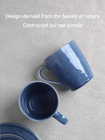 Load image into Gallery viewer, famiware Aurora Coffee Mugs, 14oz Mug Set of 4, Stoneware Mug, Cups for Kitchen, Cappuccino, Latte, Reactive Glaze, Microwave Safe, Scractch-resistant, Lagoon Blue