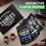 Load image into Gallery viewer, Bourbon &amp; Whiskey Barrel Aged Coffee Box Set - 4-Bag Roasted Coffee Sampler - Bourbon Colombian, Malt Whiskey Sumatra, Rye Whiskey Ethiopian, Rum Barrel Rwanda, (Ground, 4 Ounce (Pack of 4))