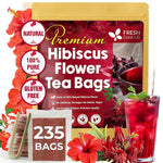 Load image into Gallery viewer, FreshDrinkUS, Premium 235 Hibiscus Flowers Tea Bags, 100% Natural, Pure from Hibiscus Flowers. Loose Flower Herbal Tea. No Sugar, No Caffeine, No Gluten, Vegan.