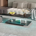 Load image into Gallery viewer, 43" Acrylic Coffee Table with Black Wood Top, Minimalist Stylish Modern Rectangular Center Tables for Living Room, Led Living Room Table with Storage Shelf &amp; Acrylic Frame for Small Space