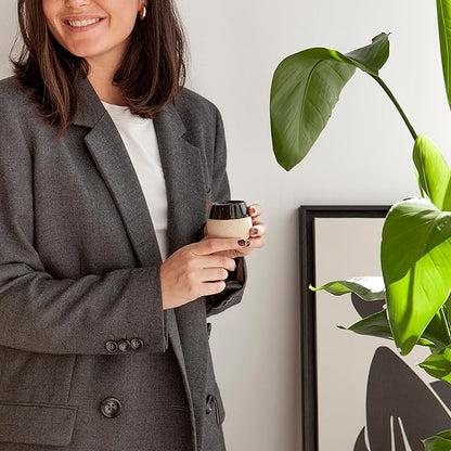 Ceramic Espresso Cups Set of 4, 4.5oz capacity - Small Modern Coffee Cups - Dishwasher Safe Cortado Macchiato Coffee Mugs for Nespresso Machine - Demitasse Cups - Espresso Accessories - Expresso Cup