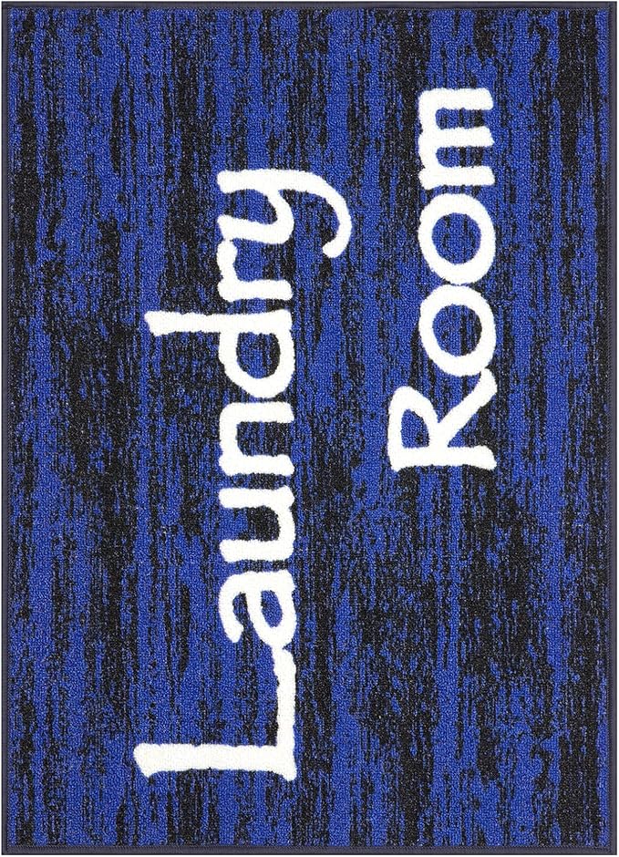 Ottomanson 26" x 35" Laundry Room Rug - Non-Slip Mat for Laundry & Mudroom - Durable, Stain-Resistant, and Easy to Clean - Perfect for High-Traffic Areas - Runner Rug for Entryway Bathroom, Navy