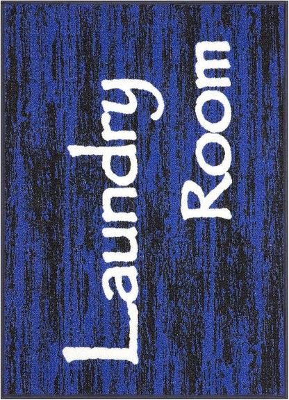 Ottomanson 26" x 35" Laundry Room Rug - Non-Slip Mat for Laundry & Mudroom - Durable, Stain-Resistant, and Easy to Clean - Perfect for High-Traffic Areas - Runner Rug for Entryway Bathroom, Navy