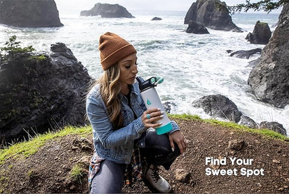 HYDRO CELL Stainless Steel Insulated Water Bottle with Straw - for Cold & Hot Drinks - Metal Vacuum Flask with Screw Cap and Modern Leakproof Sport Thermos for Adults (White 18oz)