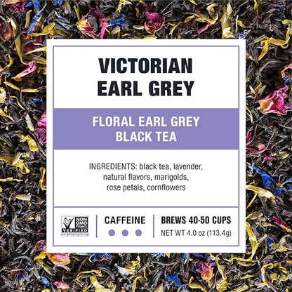 Tiesta Tea - Victorian Earl Grey, Loose Leaf, Floral Earl Grey Black Tea, Premium High Caffeinated Black Drink, Make Hot or Iced, Brews Up to 50 Cups, 4oz Refillable Tin