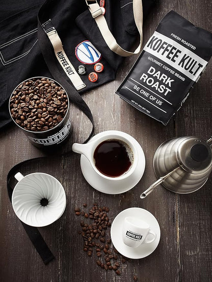 Koffee Kult Dark Roast Whole Bean Coffee - Small Batch 100% Arabica Gourmet Blend, Smooth and Well Balanced Artisan Roasted in 32oz Resealable Package