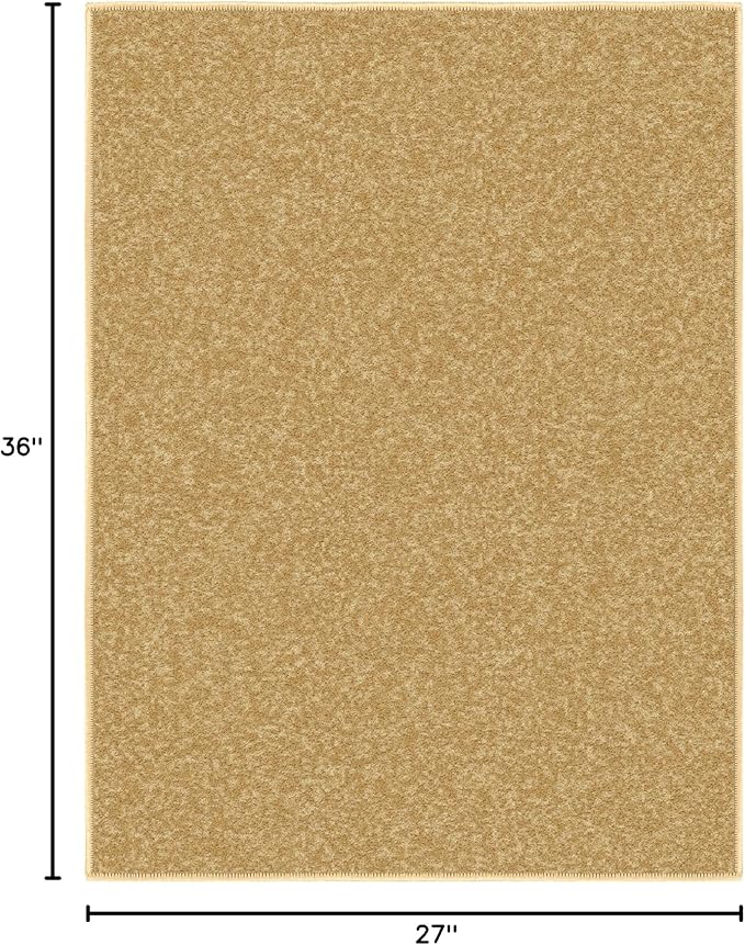 Ottomanson Rugs for Entryway 2'3" x 3' Non Slip Solid Small Area Rugs Durable Front Door Mat Rug Stain Resistant Entrance Rugs for Bathroom Kitchen Bedroom & Living Room, Beige