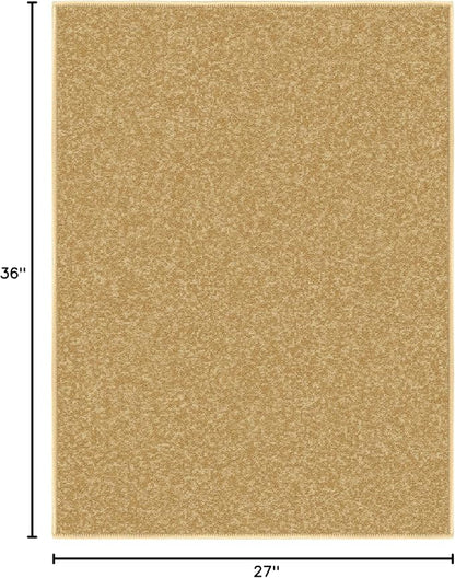 Ottomanson Rugs for Entryway 2'3" x 3' Non Slip Solid Small Area Rugs Durable Front Door Mat Rug Stain Resistant Entrance Rugs for Bathroom Kitchen Bedroom & Living Room, Beige