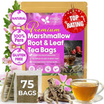 Load image into Gallery viewer, FreshDrinkUS, Premium 75 Marshmallow Root and Leaf Tea Bags, 100% Natural &amp; Pure. Loose Leaf Marshmallow Herbal Tea. Made with Eco-Conscious Tea Bags. No Sugar, No Caffeine, No Gluten, Vegan.