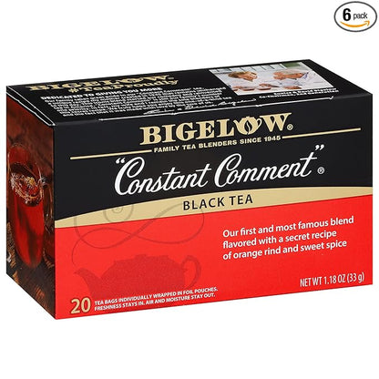 Bigelow Constant Comment Caffeinated Black Tea Bags, 20 Count (Pack of 6)