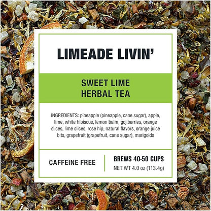 Tiesta Tea - Limeade Livin, Loose Leaf, Sweet Lime Herbal Tea, Non-Caffeinated Fruit Blend, Makes Hot or Iced & Up to 50 Cups, 4oz Refillable Tin